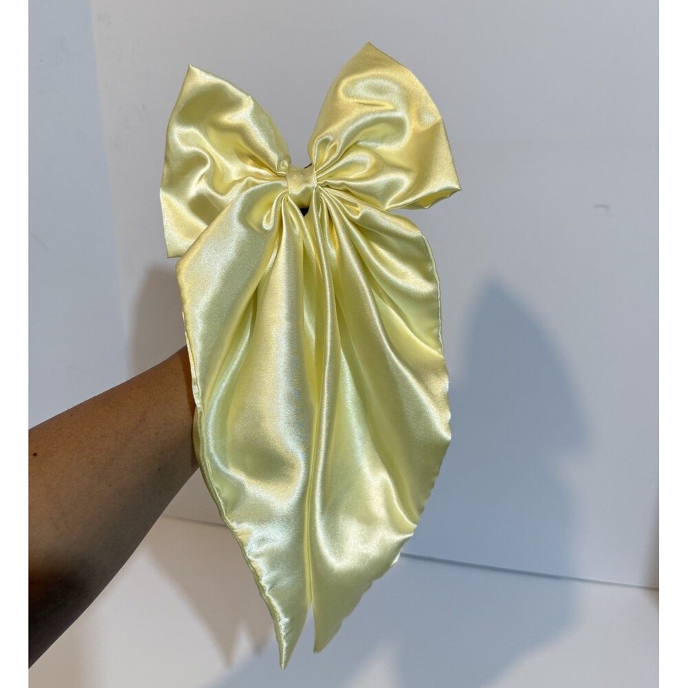 Large Satin Bow Barrettes Women Ribbon Hair Clips Hairpins for Styling Yellow - Picture 3 of 16